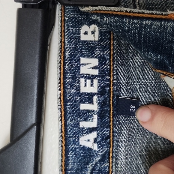 Vtg Allen B denim cargo mini skirt, patched, distressed, women's 28 - Picture 8 of 9